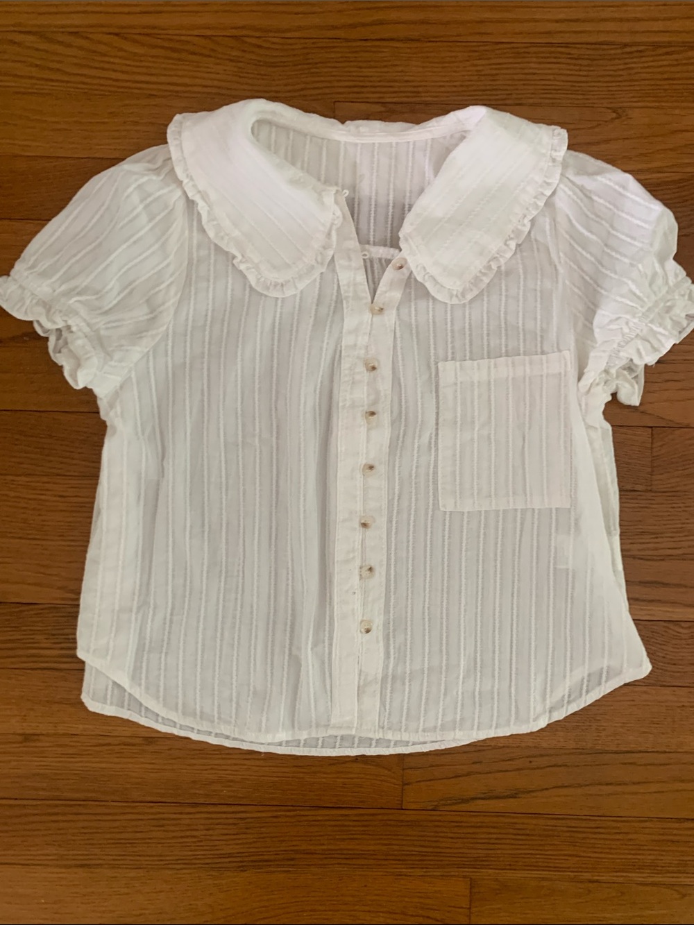 ROMANTIC ROUND COLLAR COTTON  BLOUSE MEDIUM